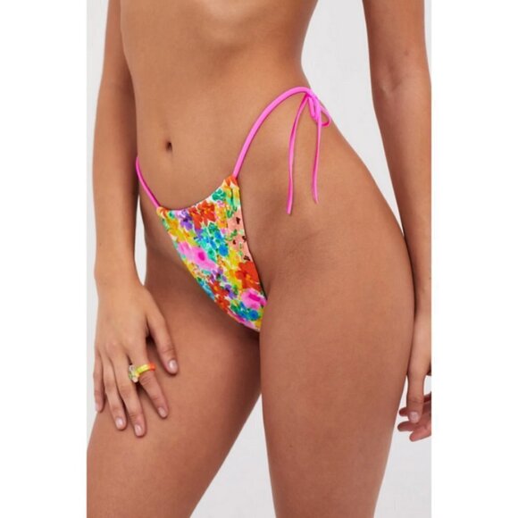 💕FOR LOVE AND LEMONS Yasmin String Bikini Bottom Watercolor Floral Print S NWT - Picture 2 of 13